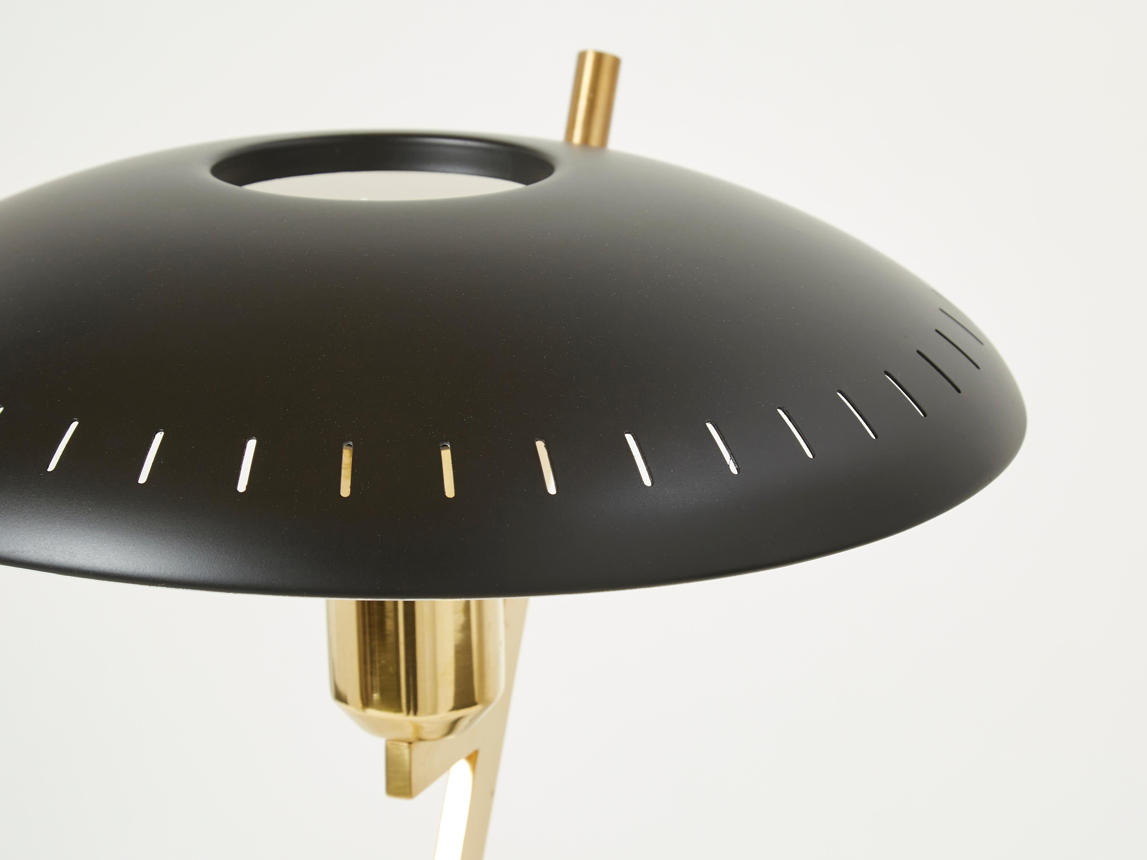 Louis Kalff for Philips Z Decora Desk Lamp Black Metal Brass, 1950s 1