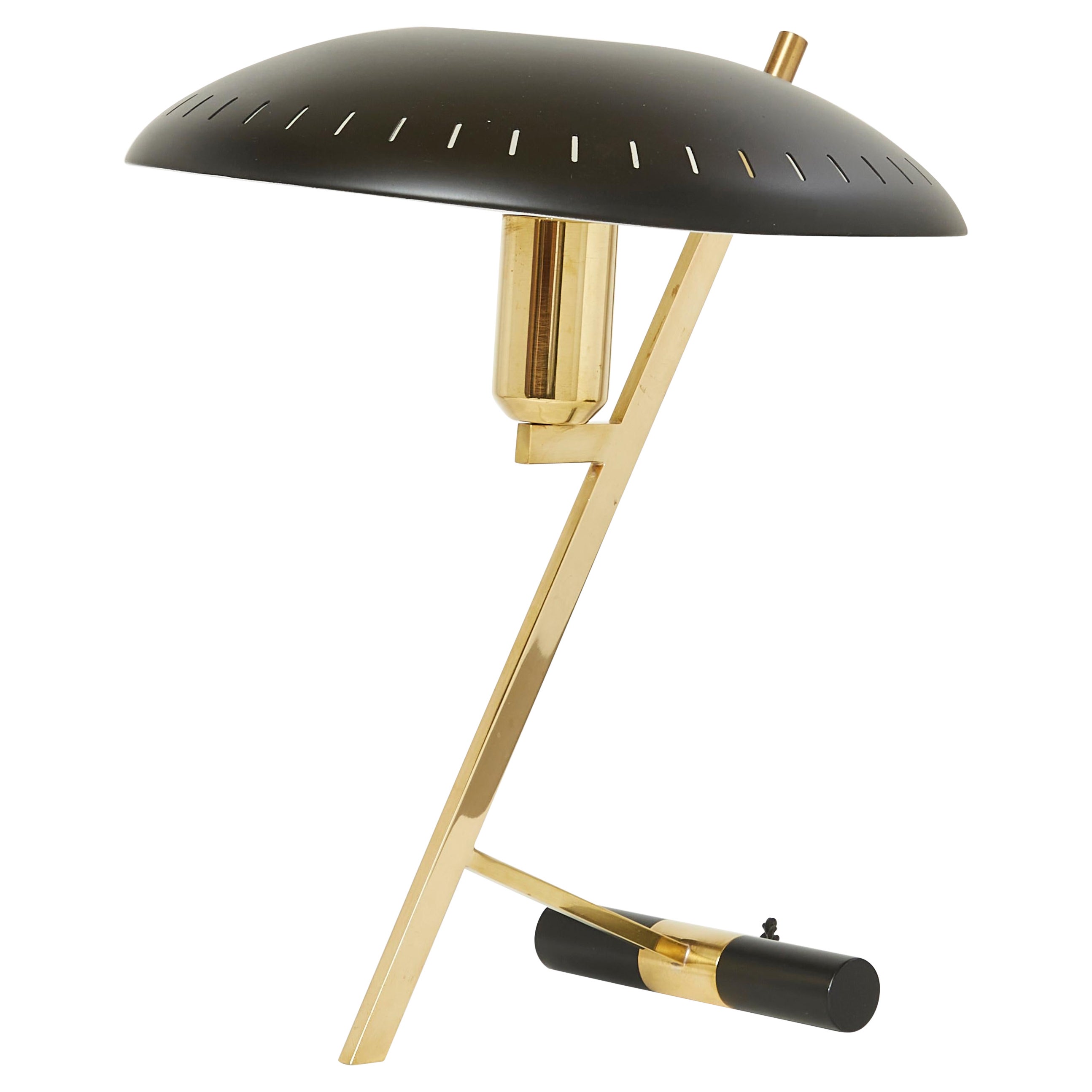 Louis Kalff for Philips Z Decora Desk Lamp Black Metal Brass, 1950s