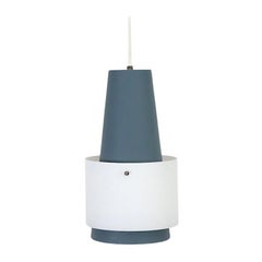 Louis Kalff "NT28 E/00" Pendelleuchte für Philips in Blaugrau, 1960er Jahre