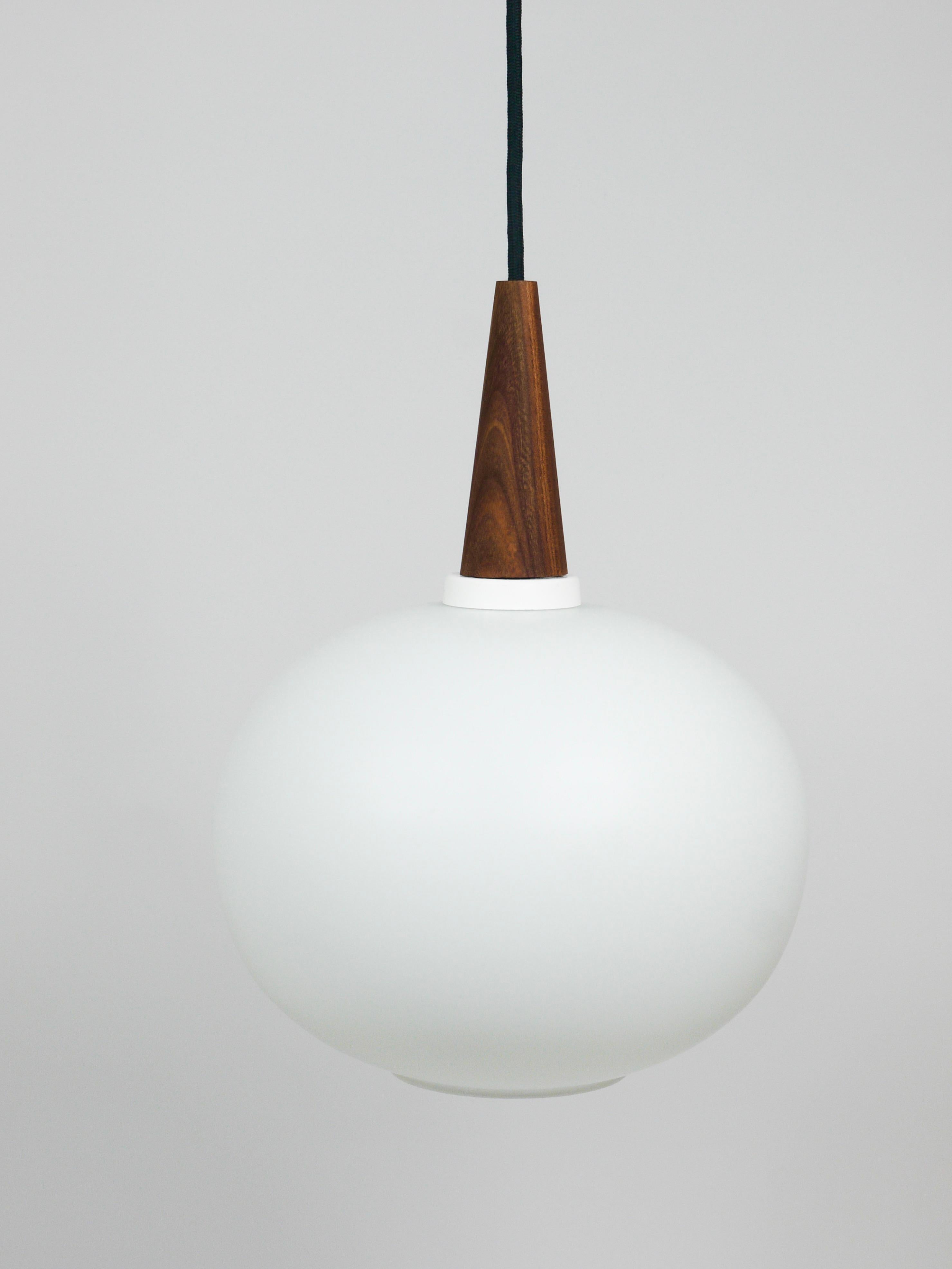 Louis Kalff Teak & Opaline Pendant Suspension Lamp, Philips, Netherlands For Sale 3