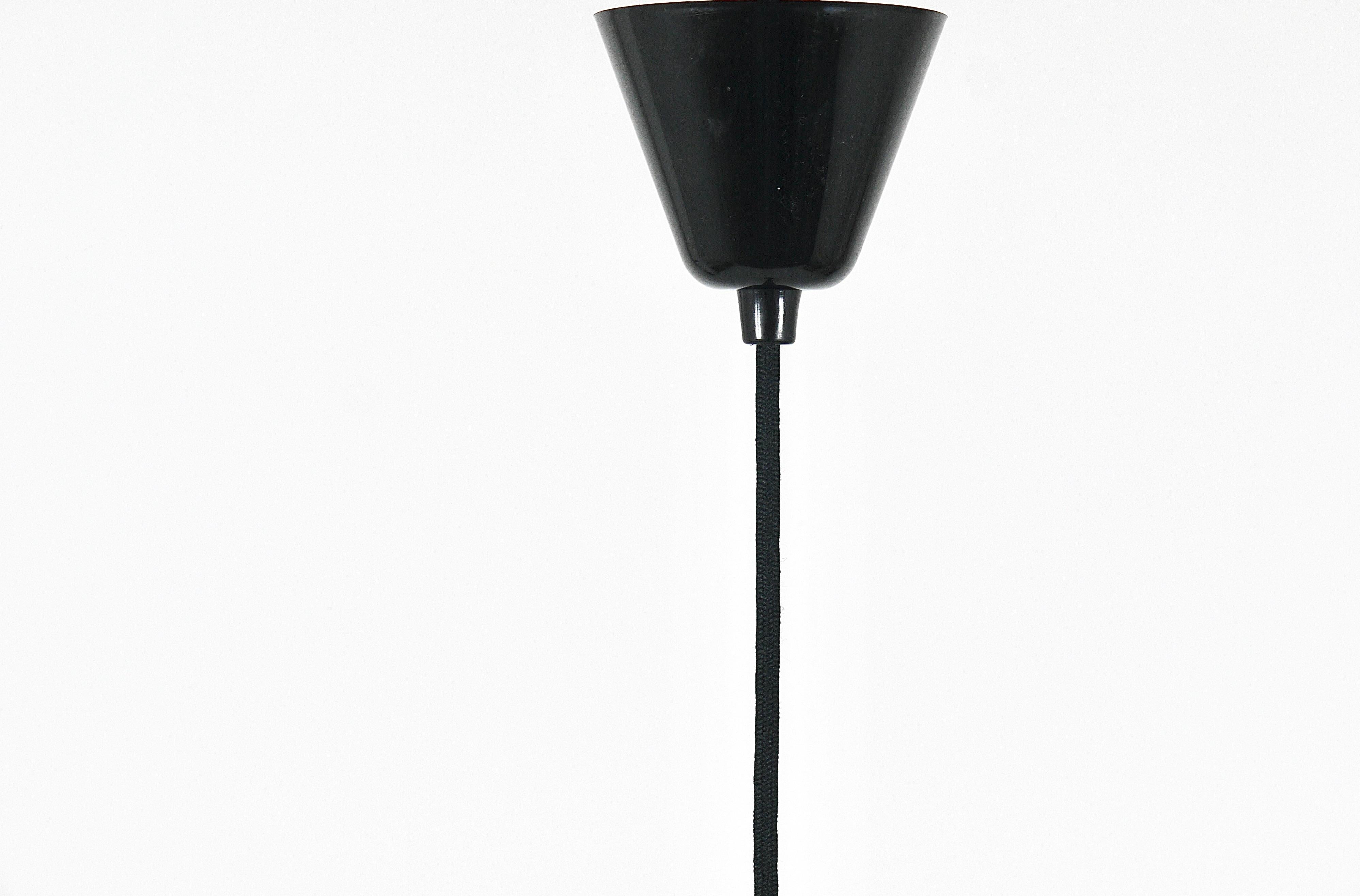 Louis Kalff Teak & Opaline Pendant Suspension Lamp, Philips, Netherlands For Sale 9