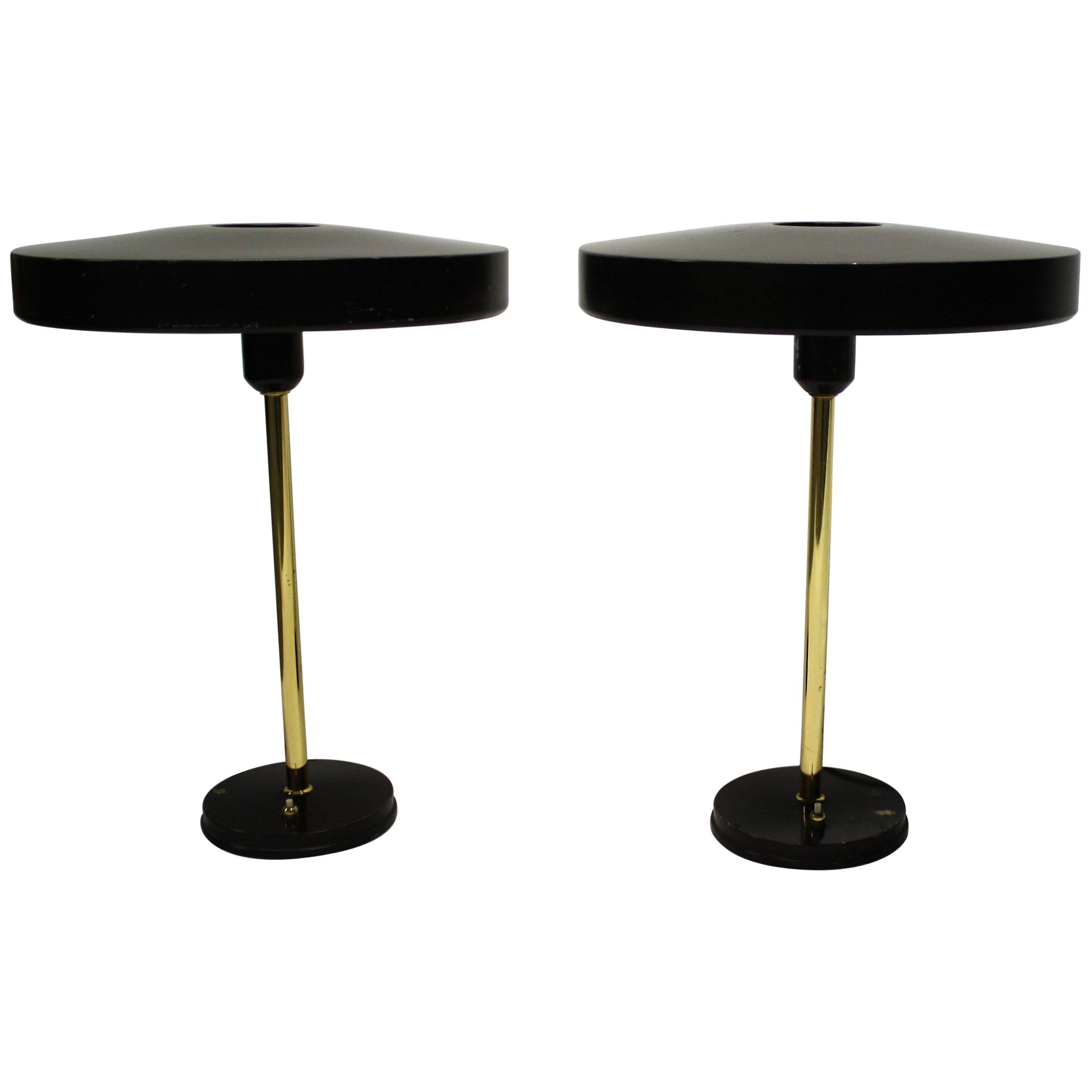 Louis Kalff 'Timor' Table Lamps, Pair of 2, 1960s