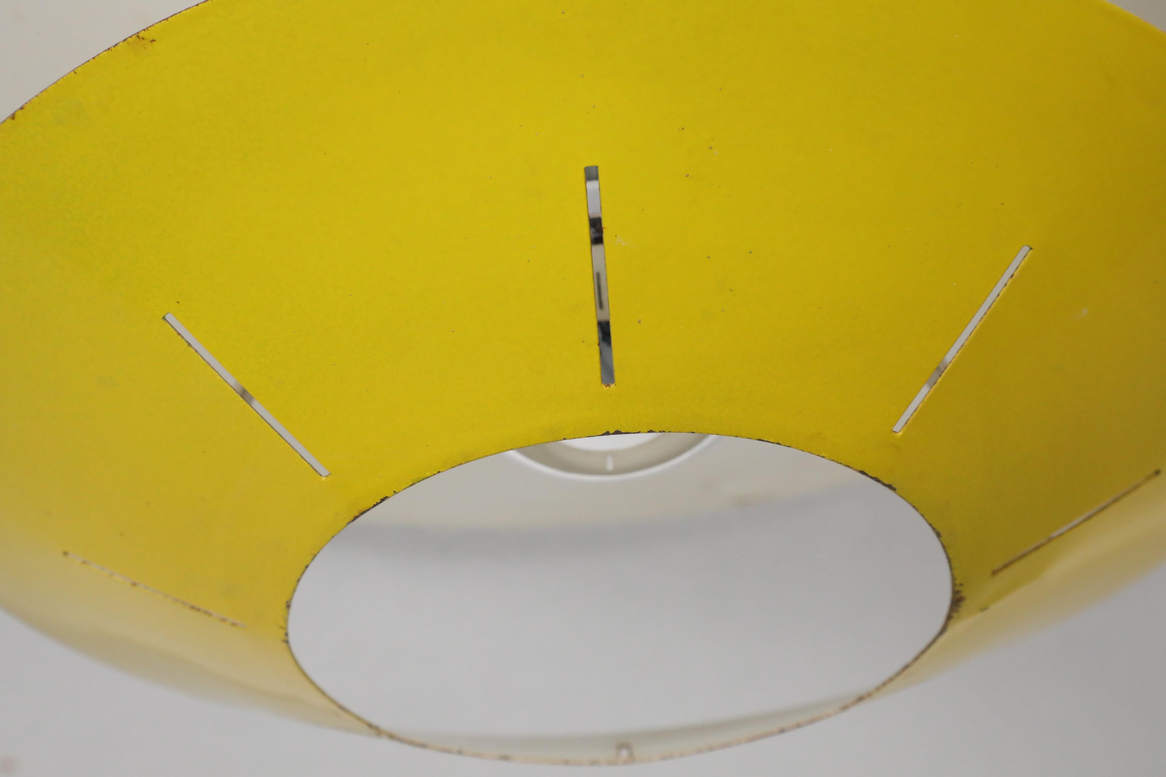 Louis Kalff Yellow and White Enameled Metal Ceiling or Wall Lamp for Philips For Sale 5