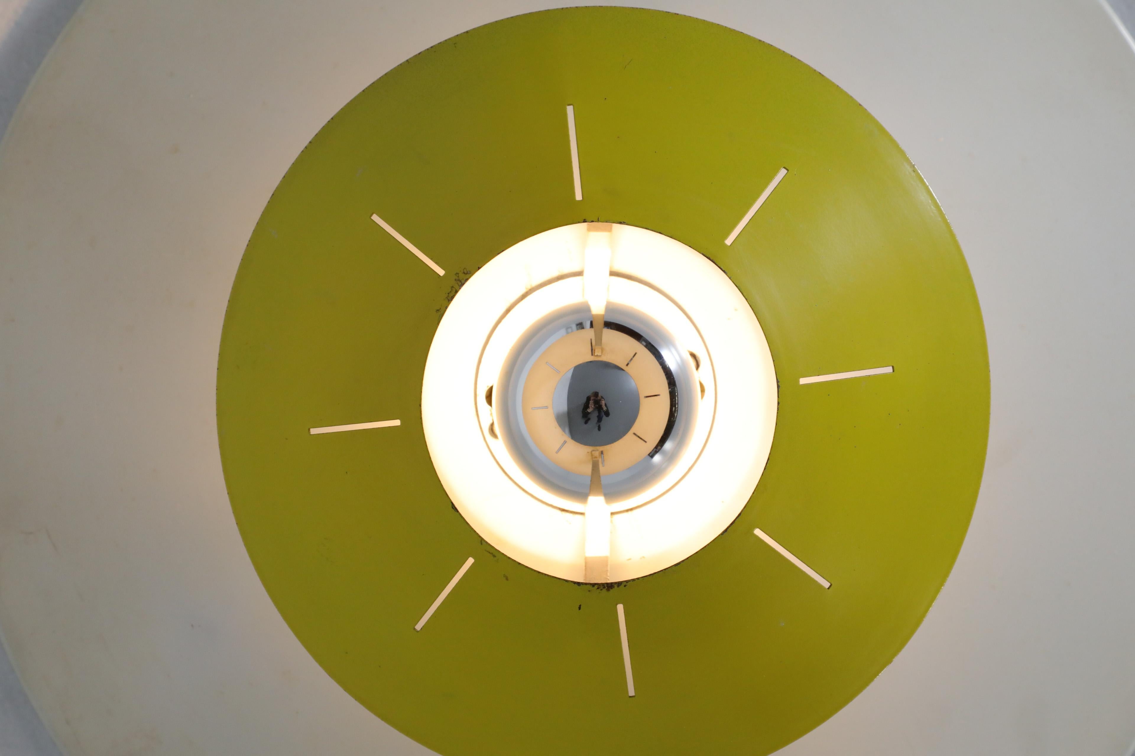 Louis Kalff Yellow and White Enameled Metal Ceiling or Wall Lamp for Philips For Sale 2