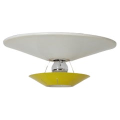 Louis Kalff Yellow and White Enameled Metal Ceiling or Wall Lamp for Philips