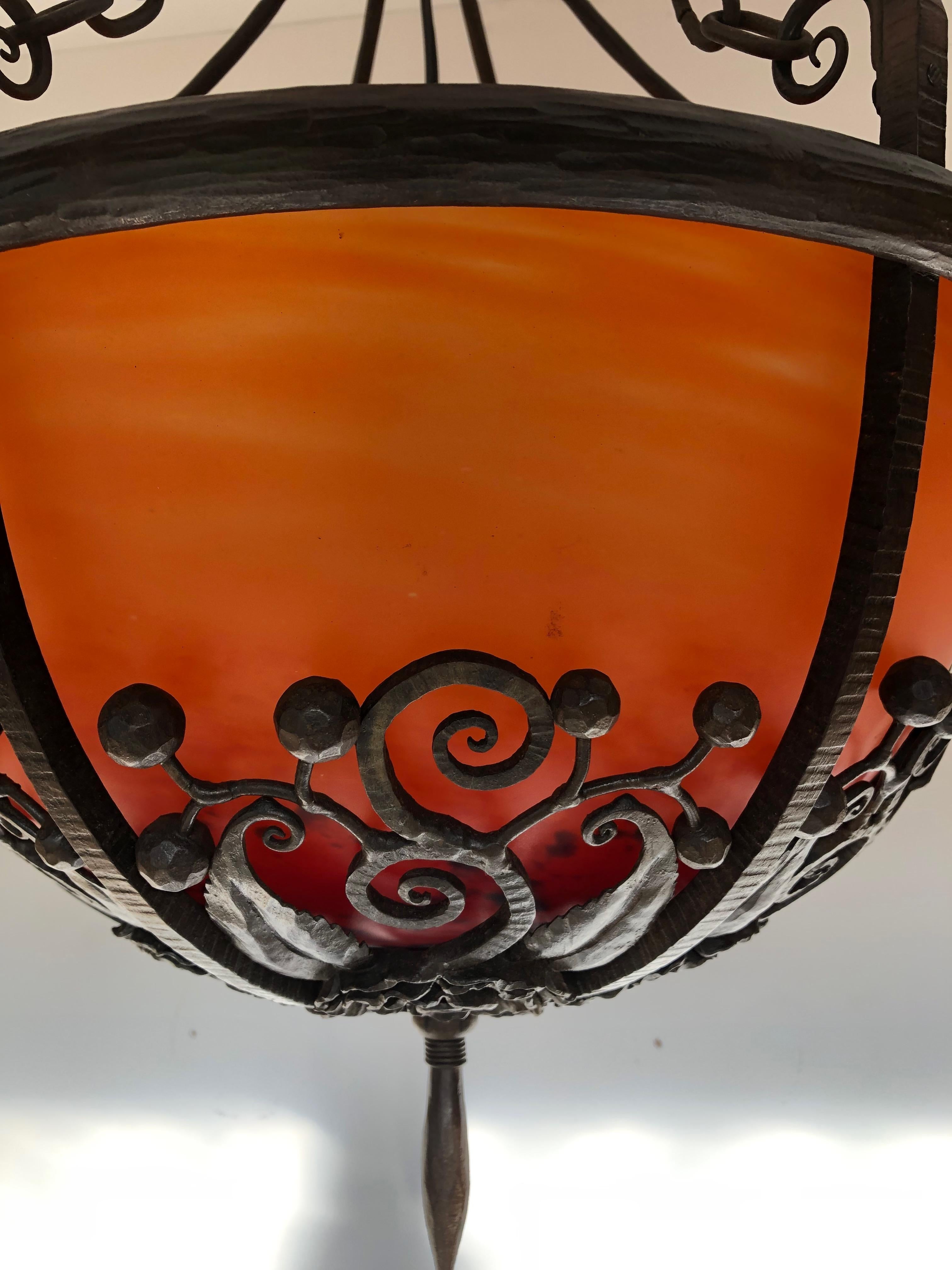 Vetro Lampada a sospensione Art Deco di Louis Katona e Schneider in vendita