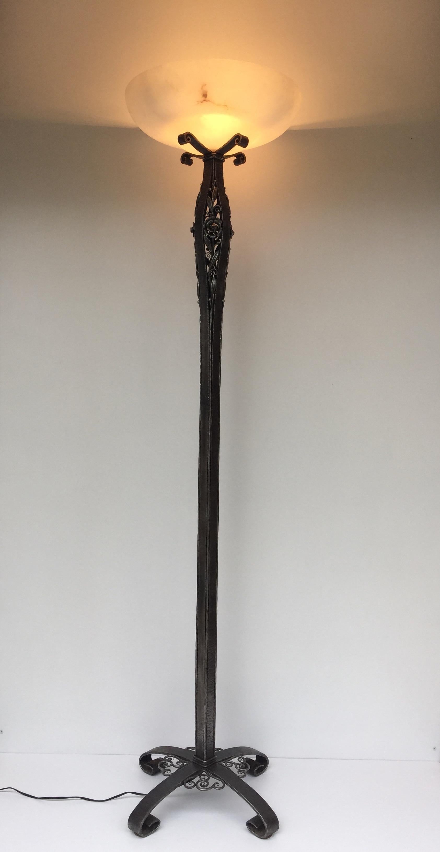 Fer forgé Lampadaire Art Déco Louis Katona en vente