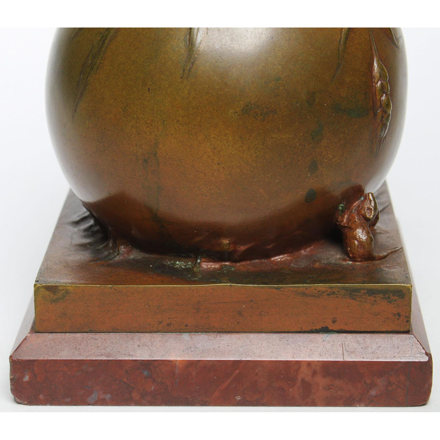 Louis Kley a Fine Bronze Group of a Young Boy Afraid of Mice For Sale 2