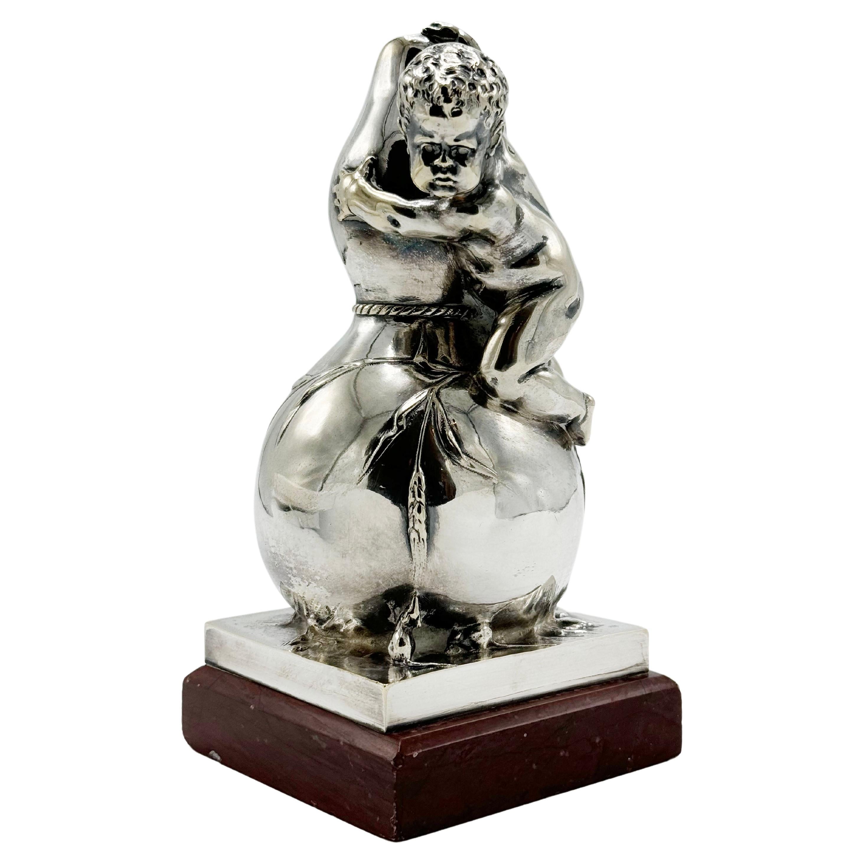 Louis Kley bronze group of a boy frightened by mice