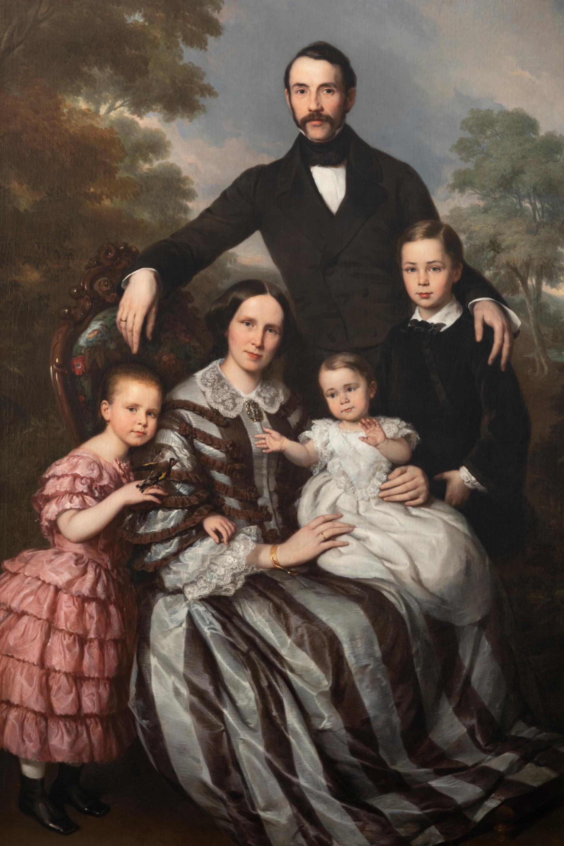 Ludwig Krevel, Family Portrait of Emil Albano Korte and his Family circa 1856, oil on canvas,

Sizes without frame: Length 205 cm, width 140 cm
Sizes with frame: Length 225 cm, width 160 cm

This portrait represents the industrialist Emil