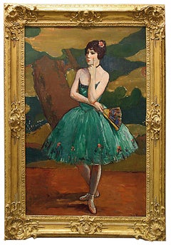 Impressionist Dancer on Canvas, "Ballet Girl in Green"