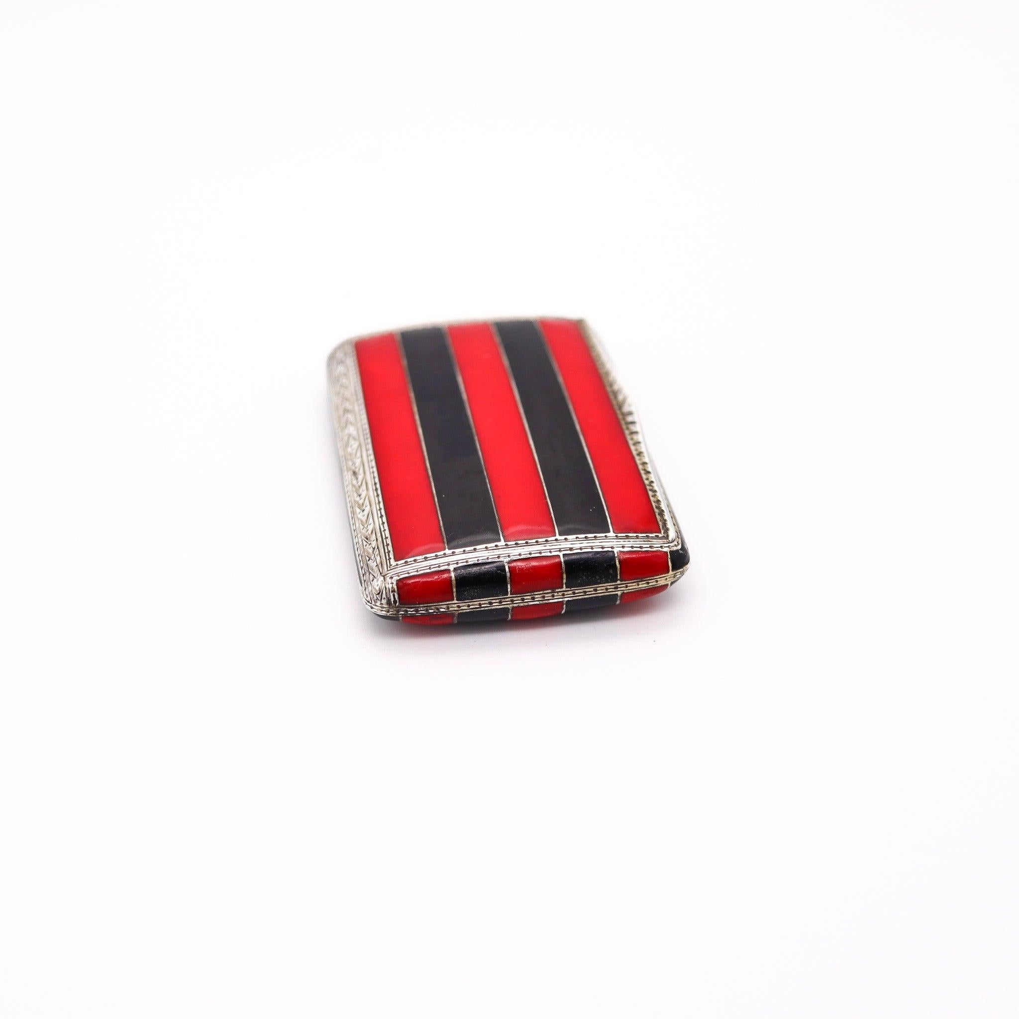 An art deco enameled box by Louis Kuppenheim.

This is an extremely beautiful box, created during the art deco period in the city of Pforzheim Germany, back in the late 1925. The wonderful box is very rare and was designed in a