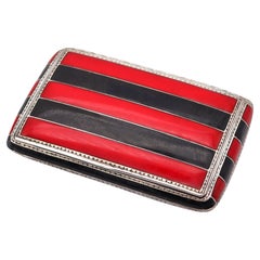LOUIS KUPPENHEIM 1925 Pforzheim Red & Black Enameled Box In .935 Sterling Silver