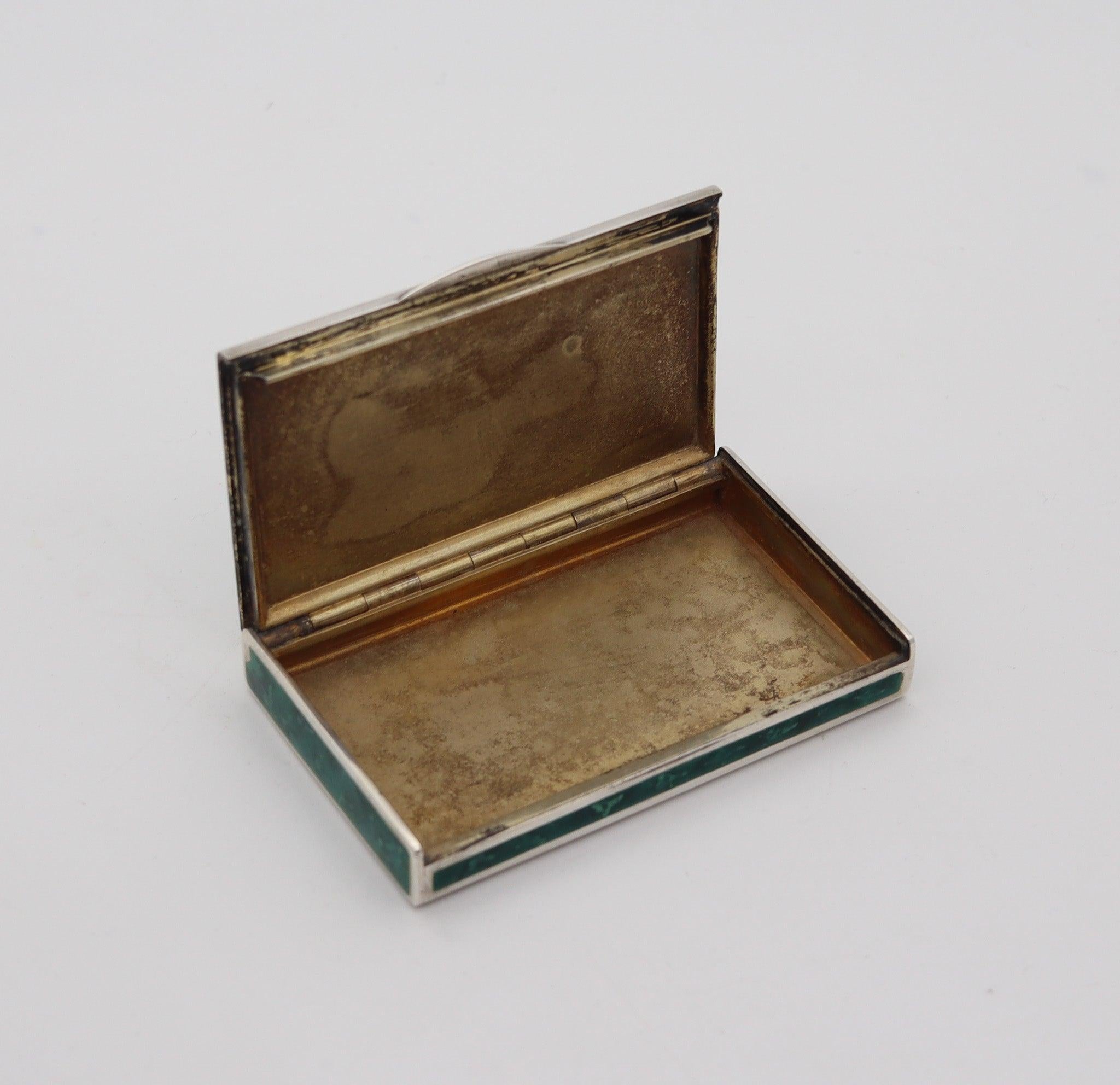 LOUIS KUPPENHEIM 1925 Trompe L'œil Caja Esmaltada De Malaquita En .935 Sterling Esmaltado en venta