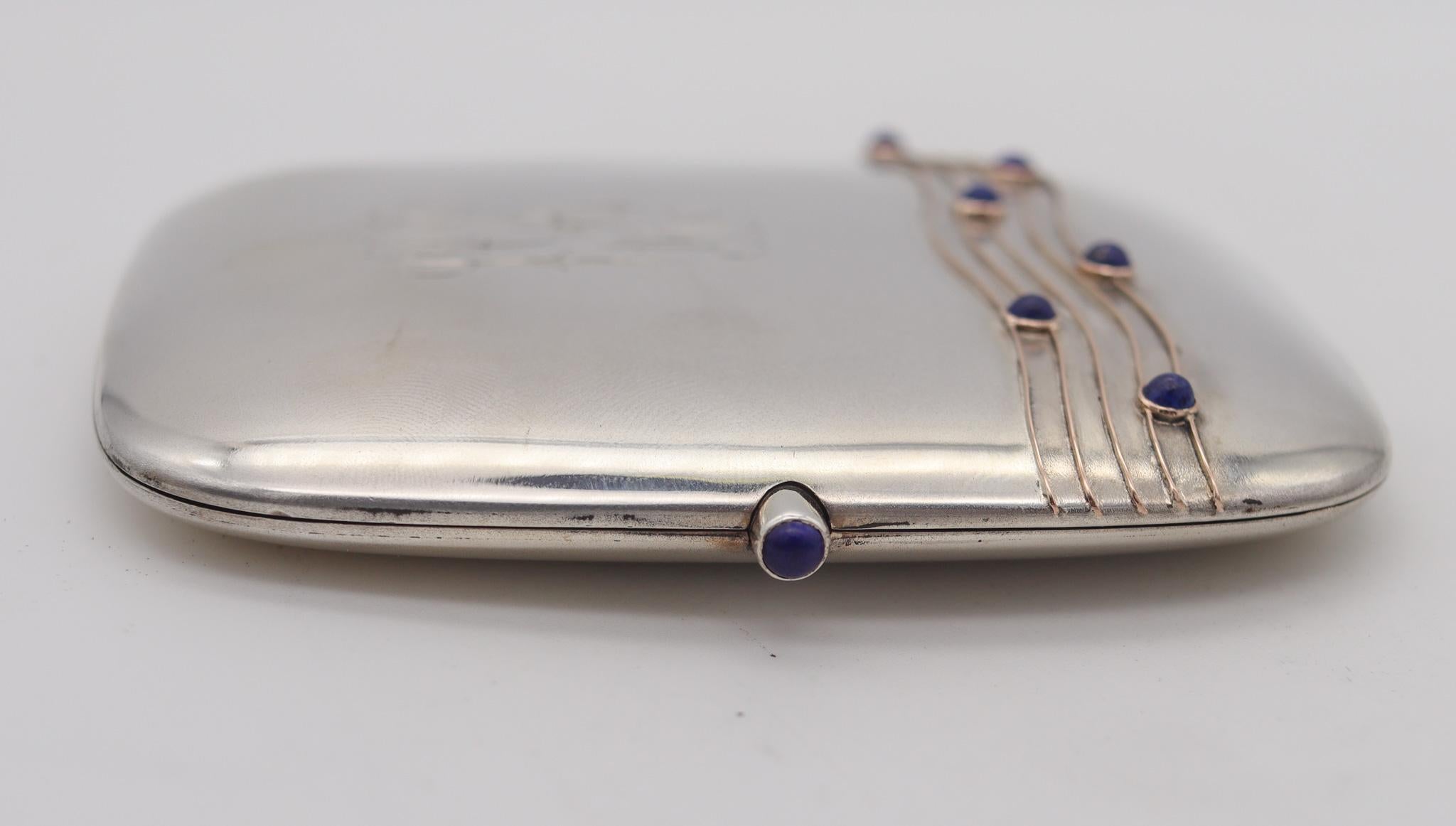 Louis Kuppenheim 1930 Germany Art Deco Set of Case & Vesta Box In .900 Silver For Sale 2