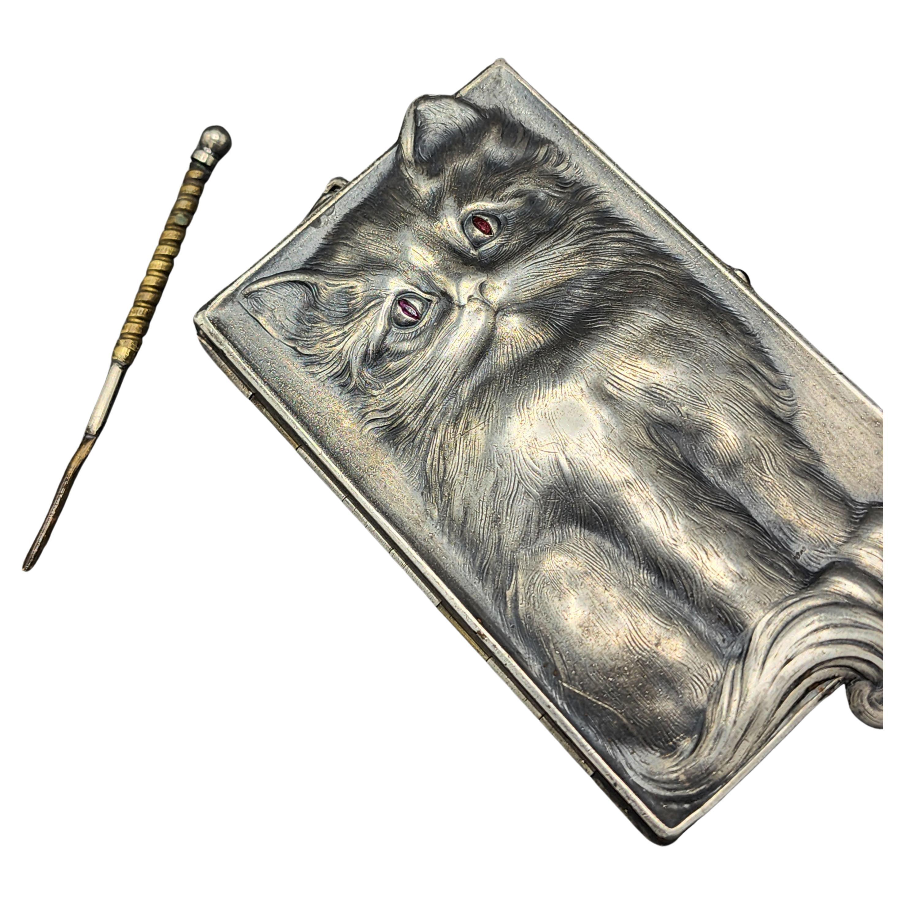 Chat en argent Louis Kuppenheim Allemagne (vers 1910) en vente