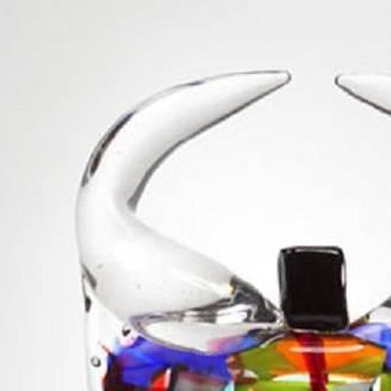 'Bull From Tirol' Blown Glass Sculpture - Gray Figurative Sculpture by Louis La Rooy