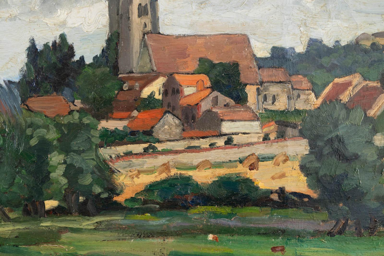 Le village - Brown Landscape Painting by Louis Lallemand 