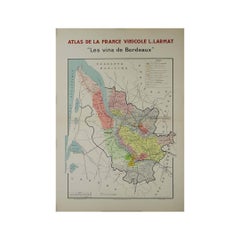 1941 original map "Atlas de la France vinicole - Les vins de Bordeaux" by Larmat