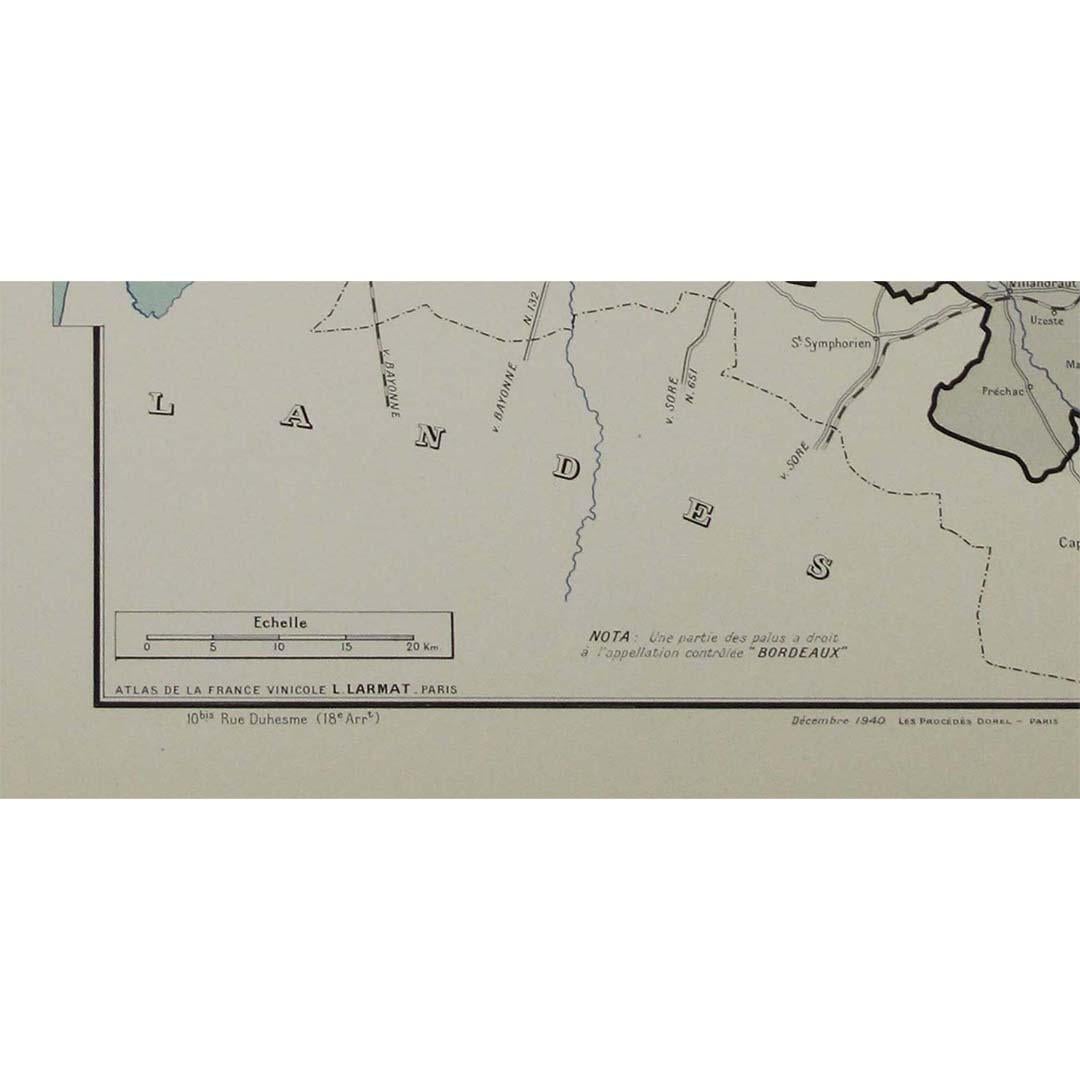 Carte originale de 1941 « Atlas de la France vinicole - Les vins de Bordeaux » par Larmat 1