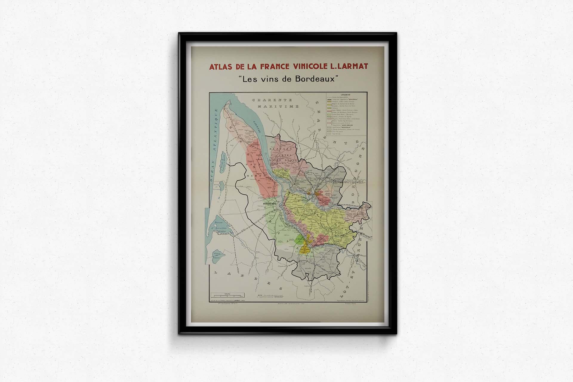 Carte originale de 1941 « Atlas de la France vinicole - Les vins de Bordeaux » par Larmat 2