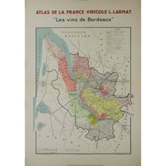 1941 original map "Atlas de la France vinicole - Les vins de Bordeaux" by Larmat