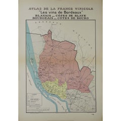 1941 original map "Les vins de Bordeaux - Blayais, Côtes de Blaye" by Larmat