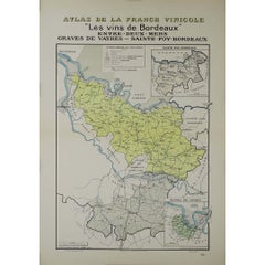 1941 original map "Les vins de Bordeaux - Entre-deux-mers, Graves... " by Larmat