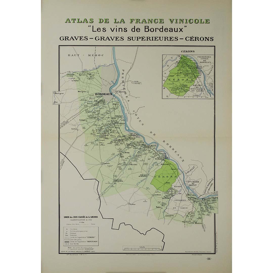 1941 original map "Les vins de Bordeaux - Graves, Graves supérieurs" by Larmat - Print by Louis Larmat
