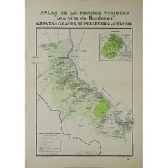1941 original map "Les vins de Bordeaux - Graves, Graves supérieurs" by Larmat