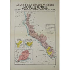 1941 original map "Les vins de Bordeaux - Loupiac, ..." by Larmat