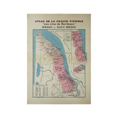 1941 original map "Les vins de Bordeaux - Médoc, Haut-Médoc" by Larmat