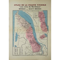 1941 original map "Les vins de Bordeaux - Médoc, Haut-Médoc" by Larmat