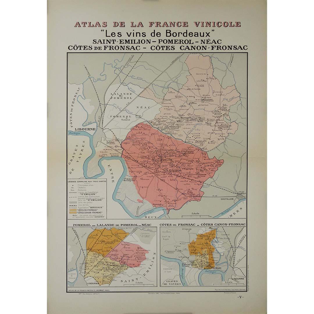 Carte originale de 1941 "Les vins de Bordeaux - Saint-Émilion, Pomerol..." par Larmat - Print de Louis Larmat