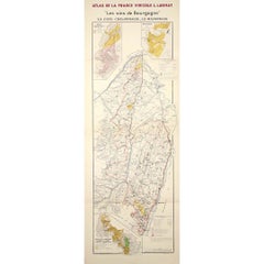 1942 Antique Map, Atlas de la France Vinicole Les vins de Bourgogne by Larmat