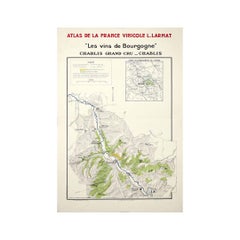 1942 Antique Map of Chablis Vineyards, Atlas de la France Vinicole by Larmat