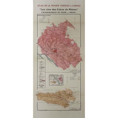 1943 original map "Les vins des Côtes du Rhône - Chateauneuf du Pape " by Larmat