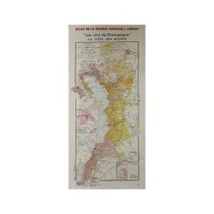1944 original map "Les vins de Champagne – La côte des blancs" by Louis Larmat