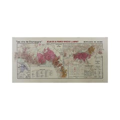 1944 original map "Les vins de Champagne – Montagne de Reims" by Louis Larmat