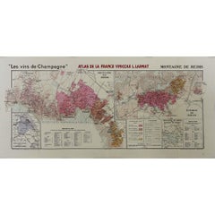 Vintage 1944 original map "Les vins de Champagne – Montagne de Reims" by Louis Larmat