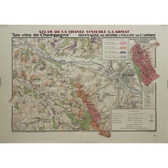 1944 original map "Les vins de Champagne – Montagne de Reims & Vallée de l'Ardre