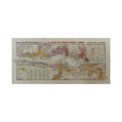 1944 original map "Les vins de Champagne – Vallée de la Marne" by Louis Larmat