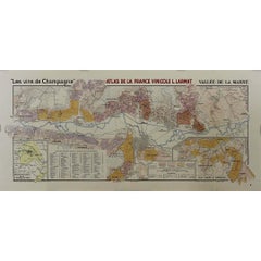 Vintage 1944 original map "Les vins de Champagne – Vallée de la Marne" by Louis Larmat