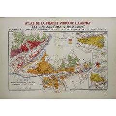 Mapa original de 1946 "Les vins des côteaux de la Loire - Bourgueil" de Larmat