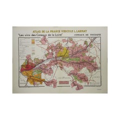 Mapa original de 1946 "Les vins des côteaux de la Loire -Côteaux de Touraine" Larmat