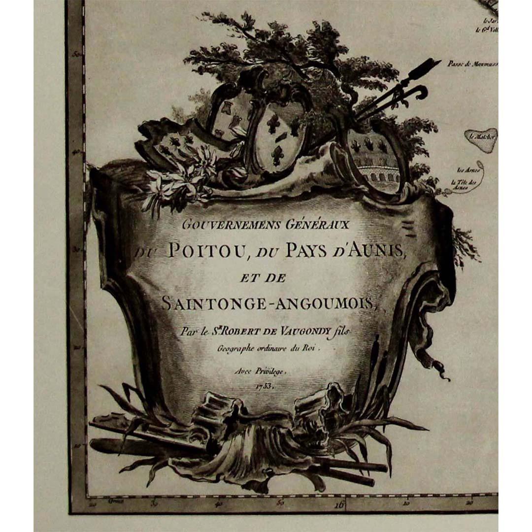1947 original map Gouvernement Généraux du Poitou, du Pays d'Aunis For Sale 1