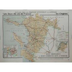 Mapa original de 1947 "Le Cognac Bois ordinaires & Bois communs" de Larmat