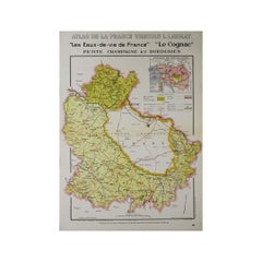 1947 original map "Les eaux-de-vie de France - Le Cognac petite Champagne"