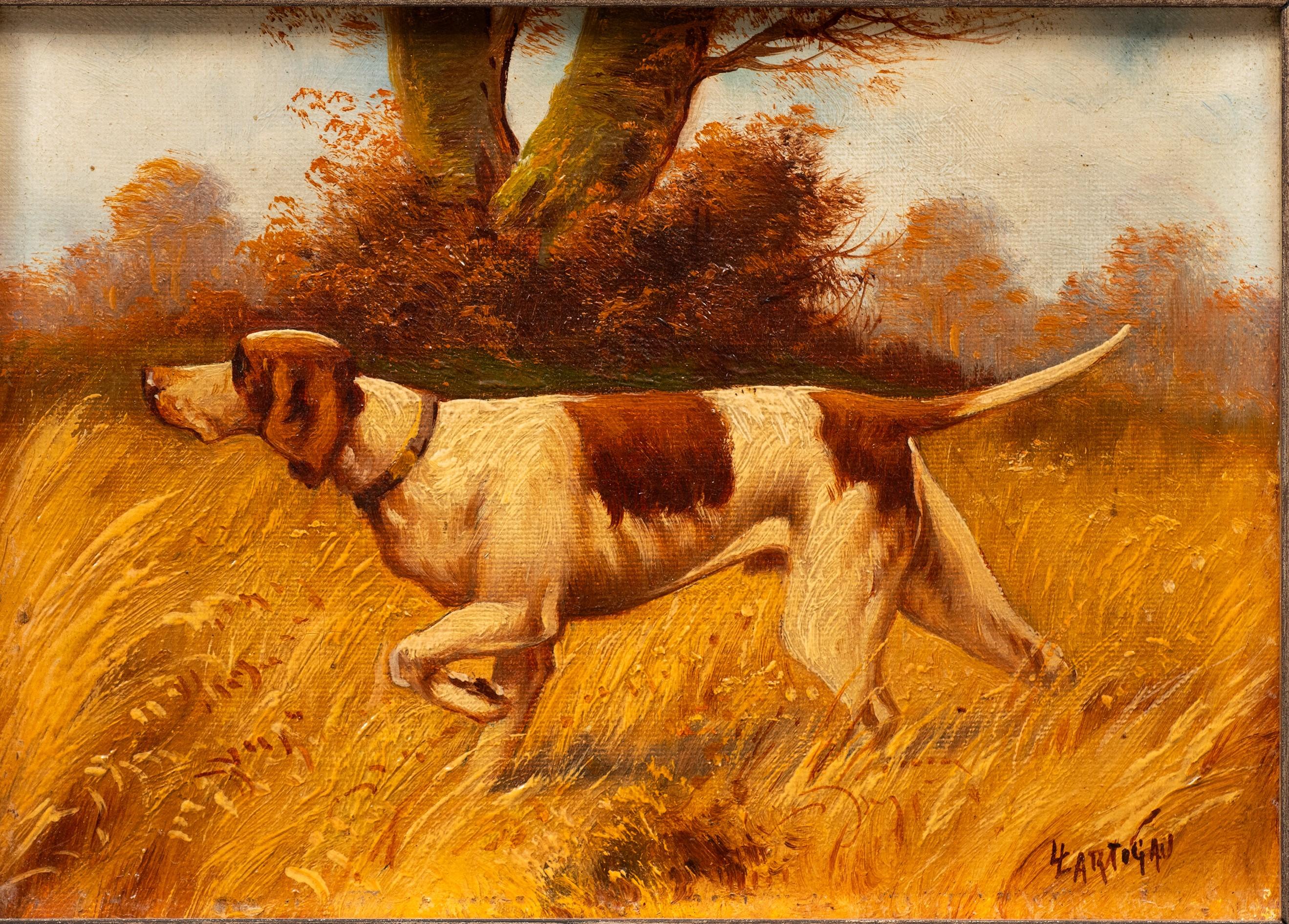 Jagdhund im Anschlag (R)- Louis Lartigau (Französisch, 19./20.) im Angebot 2