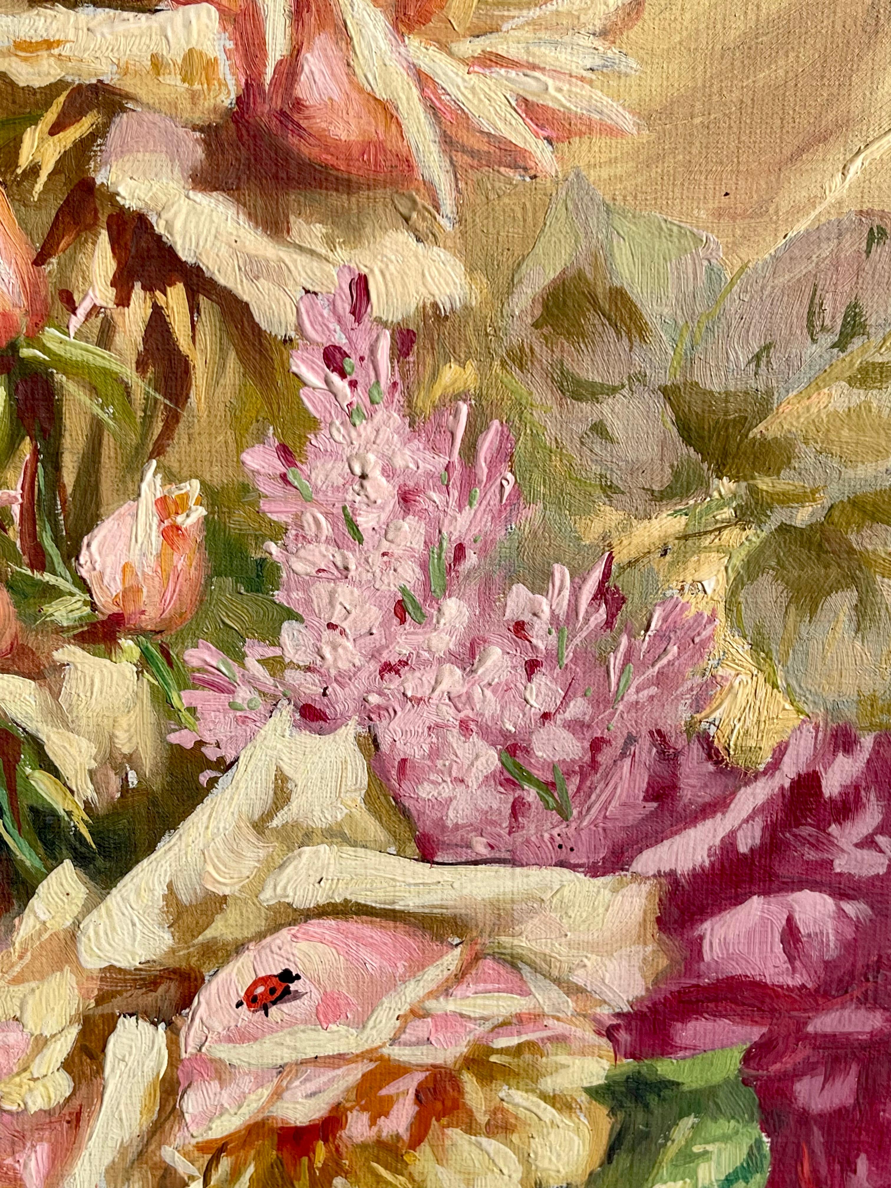 LouislarTIGAU - Bouquet de Fleurs, Huile sur Toile - XIXe siècle Bon état - En vente à Beaune, FR